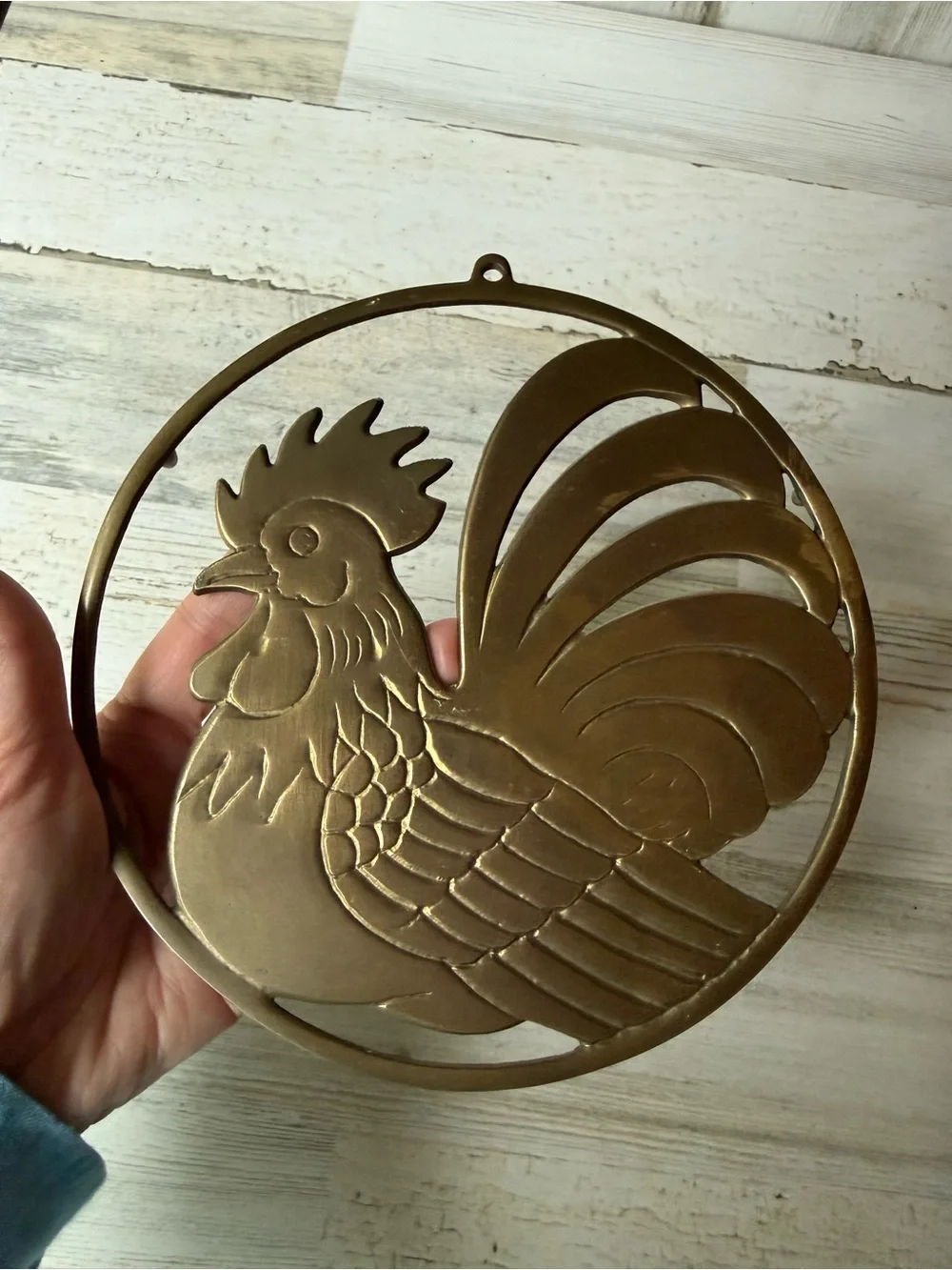 Vintage Gatco Brass Rooster Trivet | Farmhouse Kitchen Wall Decor | Mid-Century
